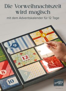 Ab dem 23. September 2025 bietet Stampin’ Up! den brandneuen Adventskalender für 12 Tage an. Hinter jedem Türchen stecken exklusive Stanzformen, Papier, Accessoires und weitere Artikel.